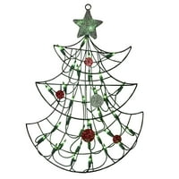 19 Осветлена новогодишна елка со сребрена tinselвезда прозорец или декорација на wallидна силуета