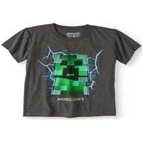 Краток ракав на Minecraft, наполнета со графичка маица за ползав