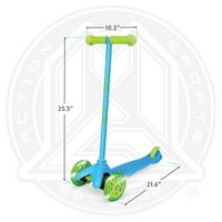 Зиком - Зипер - Зелена сина боја - скутер за тркала со светлосни тркала - костуми за момчиња и девојчиња на возраст од 3+ години