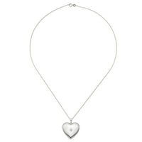 Primal Silver Sterling Silver Rhodium-обложен со Diamond Star Ash Holder Heart Heart Shopt со ланец на кабел за форзантина