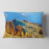 DesignArt Рурален пат на есенските планини - Перзана печатена перница за фрлање - 16x16
