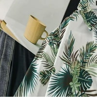 Блуза Врвни Машки Хавајски Цветни Кошули Памучно Копче Надолу Тропски Празнични Кошули На Плажа Со Џеб