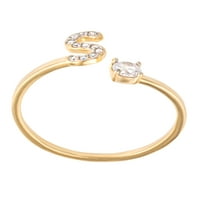 Брилијантност фино накит Стерлинг сребро 14КТ злато позлатена кубна цирконија Почетна прстенеста прстен