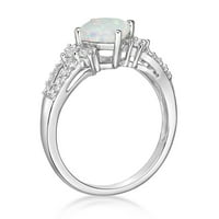 Jayеј срце дизајнира стерлинг сребро создаден опал и создаде бел сафир прстен