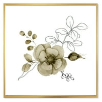 DesignART 'Еукалиптус гранки со анемонски букет цвет II' Традиционално врамен платно wallидно уметности печатење