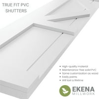 Ekena Millwork 12 W 61 H TRUE FIT PVC Center X-Board Farmhouse Fixed Mount Sulters, Fire Red