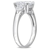 1- Карат Т.Г.В. Овално се создаде бел моисанит Стерлинг сребрен прстен за ангажман со три камен