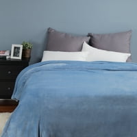 Креветот за руно ќебе со големина сина лесна супер мека пријатна луксузна креветска кауч ќебе микрофибер