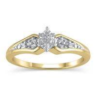 Карат Т.В. Држете го мојот дијамантски ветувачки прстен во стерлинг сребро со 18к жолто злато позлата, големина 6