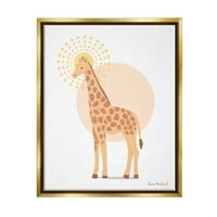 Индустриски индустрии грациозна жирафа геометриска сончева шема животинска илустрација графичка уметност металик злато лебдечки врамени платно печатење wallидна