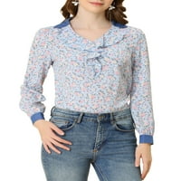 Единствени поволни цени, женски цветни јаки од шифон шифон на врвови против блуза со вратот