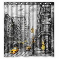 Улица Њујорк Маж Жена Жолт Такси Американски Град Водоотпорен Полиестер Ткаенина Туш Завеса Големина