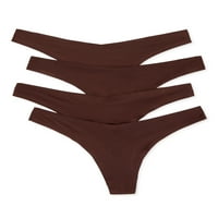 Undies.com Women's No Show Microfiber Thong Panties, 4-пакет