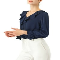 Уникатни поволни цени женски рифон против вратот шифонска канцеларија за канцеларија селанска блуза