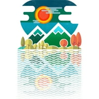 Планини Рефлексија На Плажа Момчиња Бела Графичка Маичка-Дизајн Од Луѓе Л