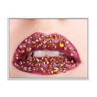 DesignArt 'Зголемување на девојките усни со модерни печатени wallидни уметности на Sequins на Sequins