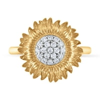 КТ. Т.В. Дијамантски сончоглед прстен во 10к злато
