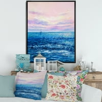 DesignArt 'Sunrise Gllow на океанските бранови II' Наутички и крајбрежно врамено платно wallидна уметност печатење