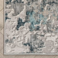 Добро ткаен цвет Пенелоп модерна апстрактна потресена сива 6'7 9'3 килим во областа