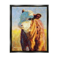 Модерен портрет на крави импресионизам животни и инсекти сликање џет црно врамен уметнички печатен wallид уметност