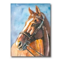 ДизајнАрт „Затвори портрет на кафеав коњ“ фарма куќа платно wallидна уметност