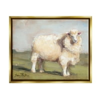 Ступела со нејасни овци од земја пејзаж животни и инсекти сликање златен пловиј врамен уметнички печатен wallид уметност