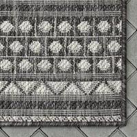 Добро ткаен Fallon Arwen Modern Pribal Black 7'10 9'10 Hi-lo килим за надворешно подрачје на отворено