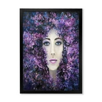 DesignArt 'Портрет на дама со модерно уметничко печатење со виолетова лаванда цвеќиња