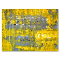DesignArt 'Grey се среќава со жолто апстрактна уметност I модерна печатење на wallидови од платно
