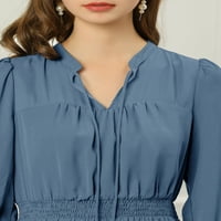 Единствени договори за женски врата V вратот од шифонски ракав замотани мини фустан од А-линија
