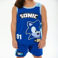 Sonic The Edgehog Boys Jersey Tank Top и Shorts Set, 2-парчиња, големини со 4-10