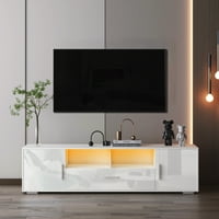 ТВ -штанд на Аукфа со складирање и 16 -бои LED светла за телевизори до 65 - Бело