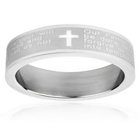 Крајбрежен накит со двојна завршница Господова молитва не'рѓосувачки челик прстен
