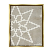 Геометриска starвезда со starвезда од осум поени, потресено зрно детали металик злато врамено лебдечко платно wallидна уметност,