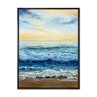 Океански бранови на изгрејсонцето, врамени уметнички печати за сликање на платно