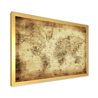 Дизајн на „Антички светски мапа IV“ гроздобер врамен уметнички принт