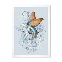 ДИЗАЈНАРТ „Летечки риби и пејони“ Традиционално врамено уметничко печатење