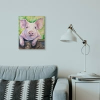 Stuple Industries розова свиња животинска зелена акварел сликање платно wallидна уметност од Georgeорџ Дијахенко