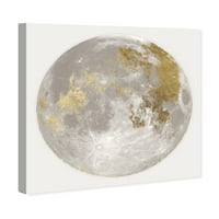 Астрономија на пистата астрономија и вселенска wallидна уметност платно ги отпечати „месечината светлина“ на месечината - злато, бело