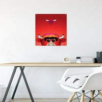 Чикаго Булс - С. Престон маскота Бени wallид постер со pushpins, 14.725 22.375
