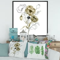 DesignArt 'Еукалиптус гранки со анемонски букет цвет' Традиционално врамено платно wallидна уметност печатење