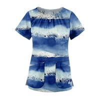 Женски Врвови Печатена Блуза Со Кратки Ракави Обични Дами Мода V-Вратот Лето Виолетова 5XL