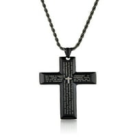 Крајбрежен накит црн позлатен не'рѓосувачки челик Господ молитвен крст