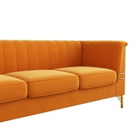 82.67in Модерна кадифена ткаенина 3-седиште тросед, копче затегнат кауч за софа за компактен простор за живеење, стан