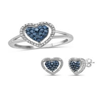 JewelersClub Carat T.W. Сино-бел дијамант Стерлинг сребрен сребрен сет за накит од 2 парчиња