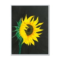Жолт сончоглед на црно врамено сликарско платно уметнички принт