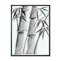 DesignArt 'Гроздобер црно -бел бамбус IV' Традиционално врамено платно wallидно печатење