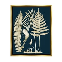 Студените индустрии слоевити папрати ботанички корени Современ апстрактна дизајн графичка уметност металик злато лебдечки врамени платно печатење wallидна уметно