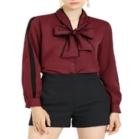 Уникатни поволни цени за контраст на блуза за жени со долги ракави, вратот на вратот на вратот на вратот на вратот