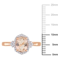 Miabella Women's'sims 1- Carat T.G.W. Овална скратена Морганит и Карат Т.В. Дијамант 10kt розово злато овален ореол прстен
